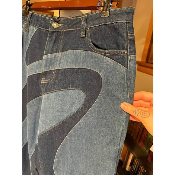 Jaded London Women’s 70’s Style Swirl Patchwork Jeans - Picture 5 of 8